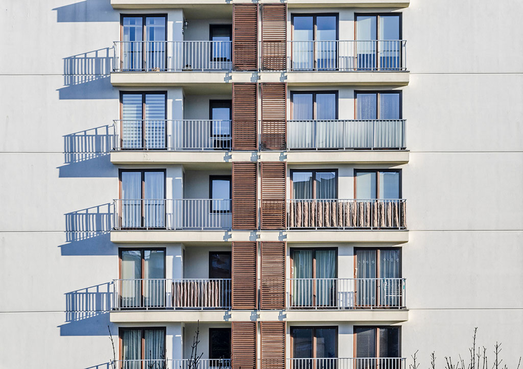 Façade d'un immeuble de logements neuf