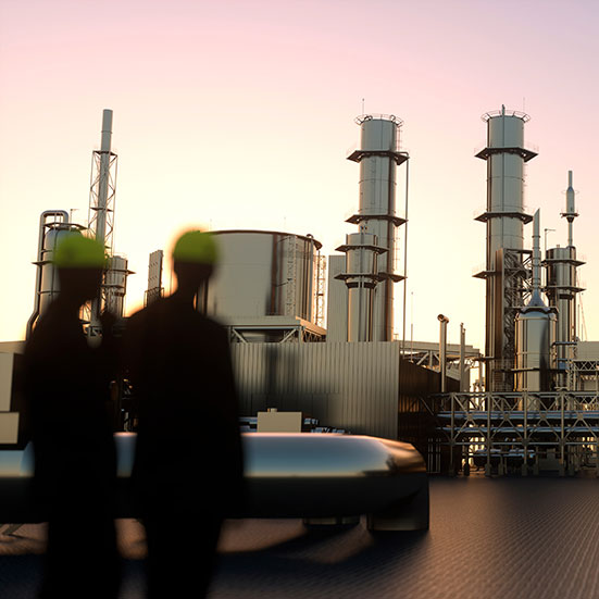 cheminées industrielles d’une raffinerie