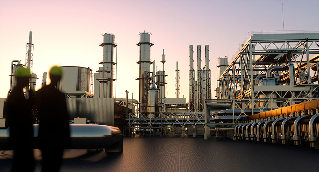 cheminées industrielles d’une raffinerie