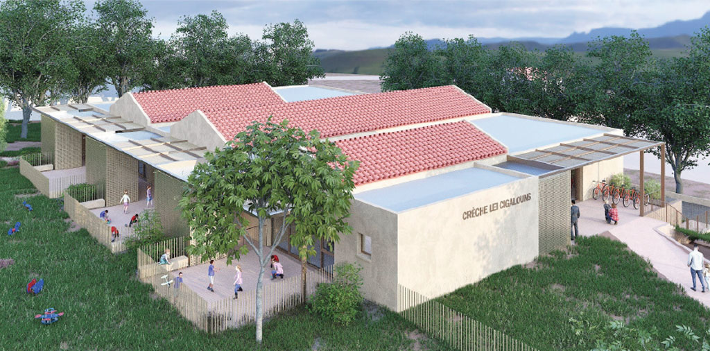 vue du projet de construction d'une crèche à Peypin (Bouches-du-Rhône)